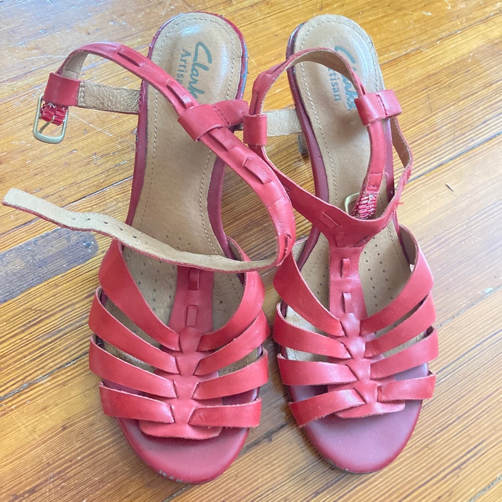 Red Clark’s sandals